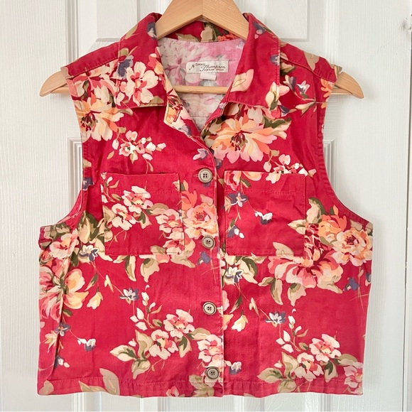 Vintage Women’s‎ Norm Thompson Floral Teacher Vest M Medium 90s Button Front USA - Picture 1 of 6